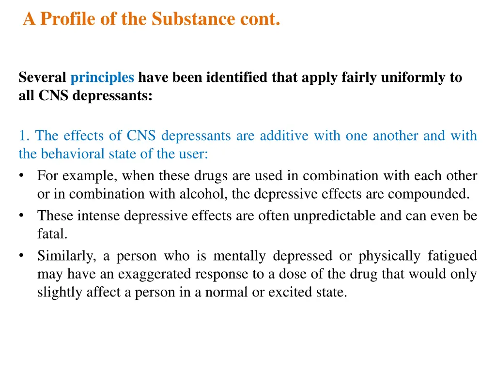 a profile of the substance cont
