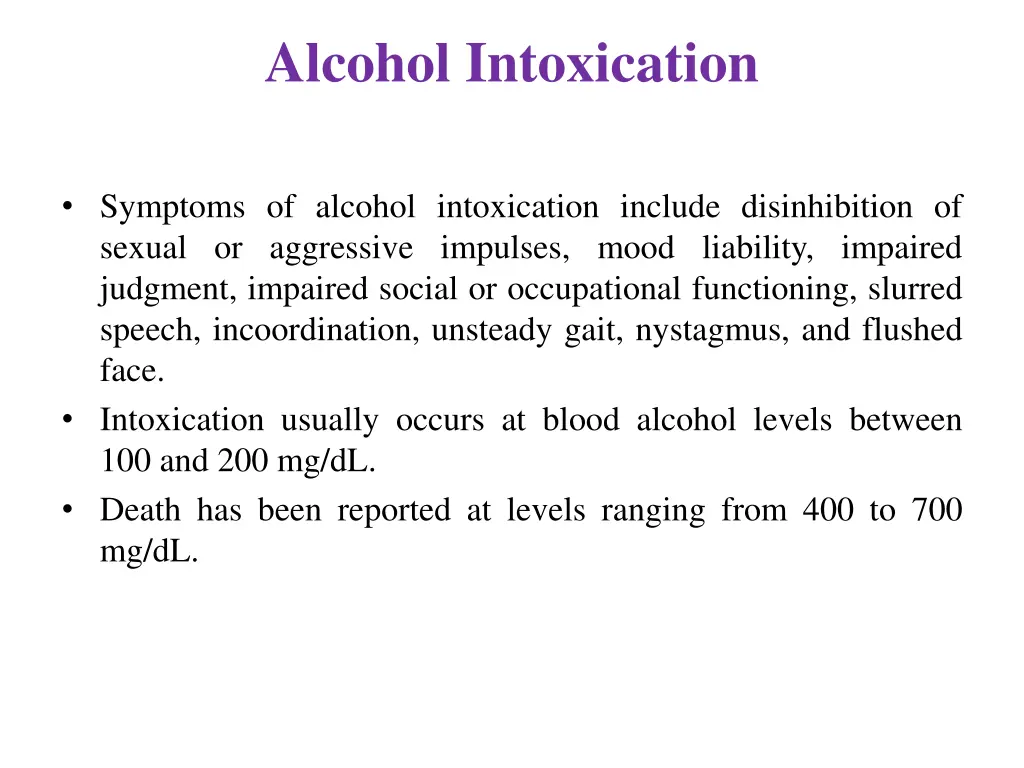 alcohol intoxication