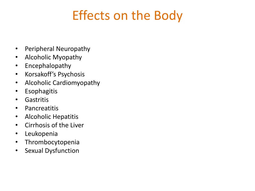 effects on the body