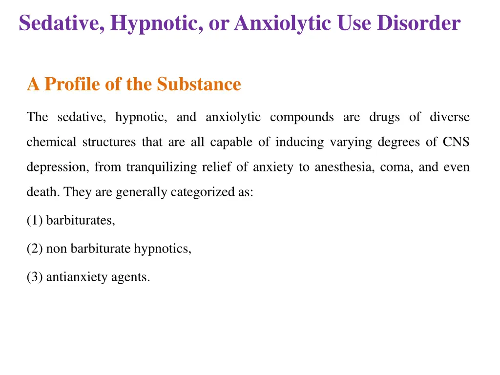 sedative hypnotic or anxiolytic use disorder