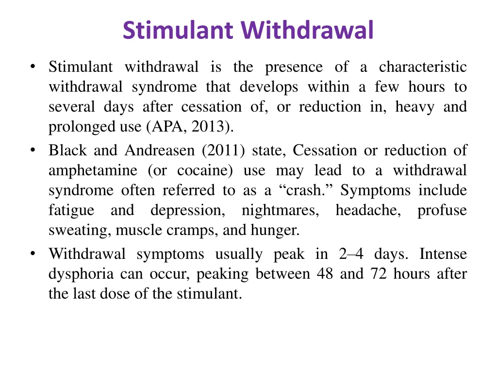 stimulant withdrawal