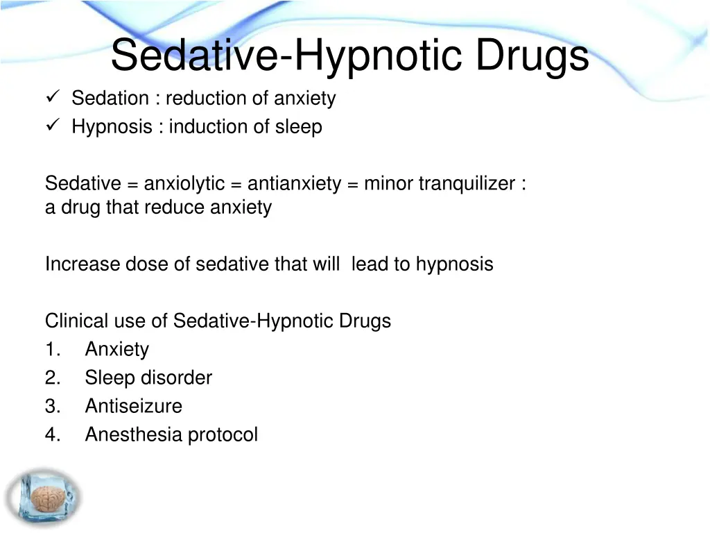 sedative hypnotic drugs sedation reduction