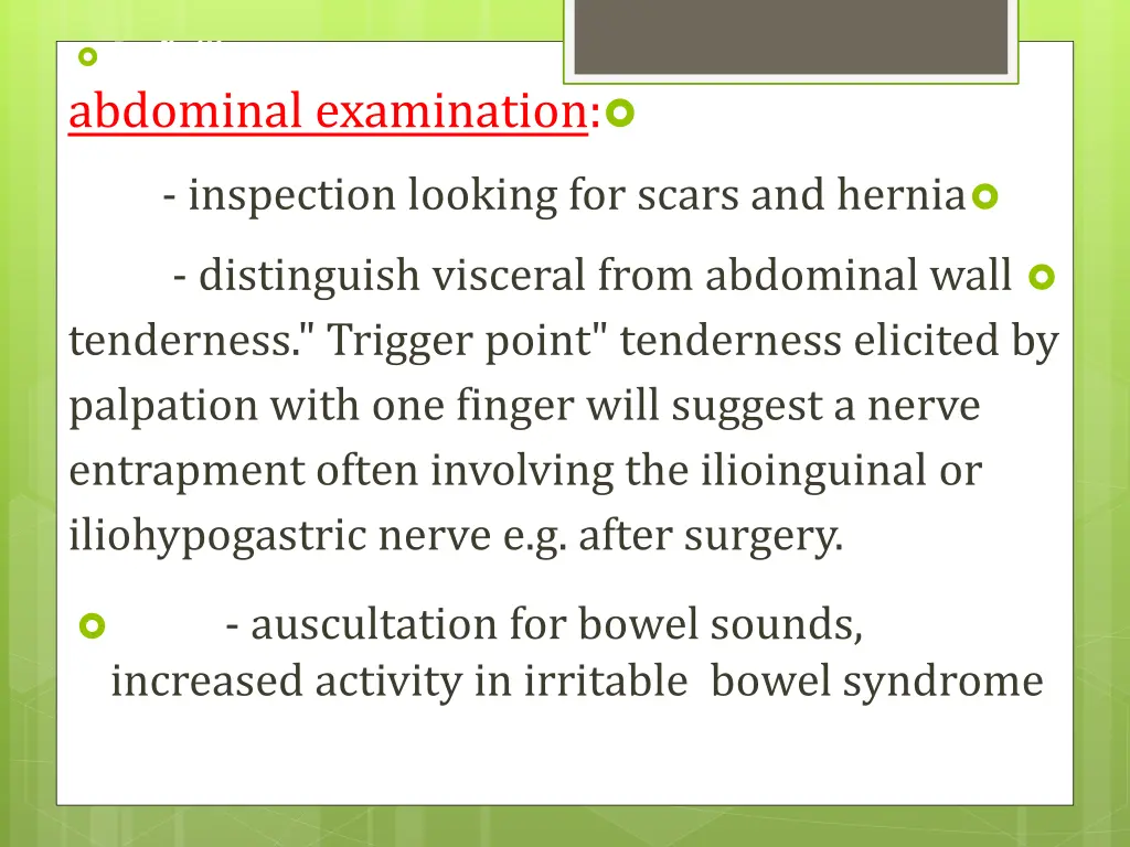 definition abdominal examination