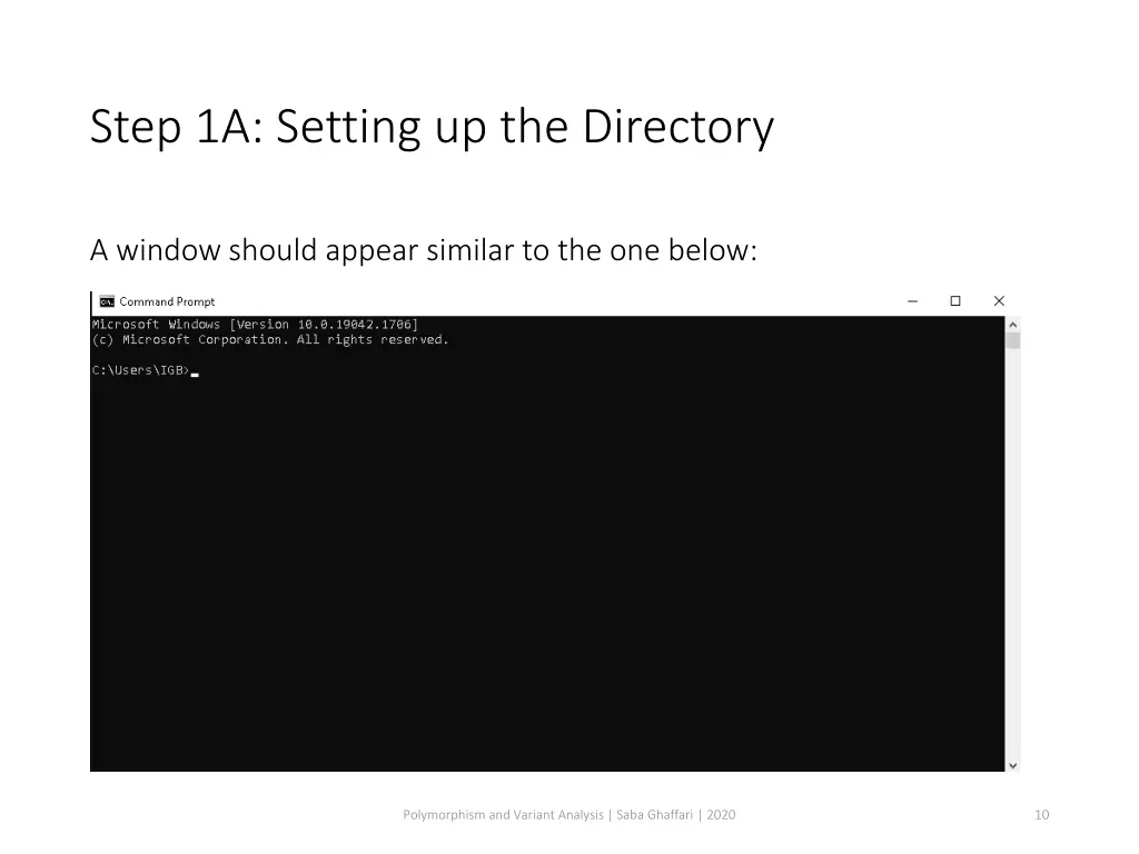 step 1a setting up the directory