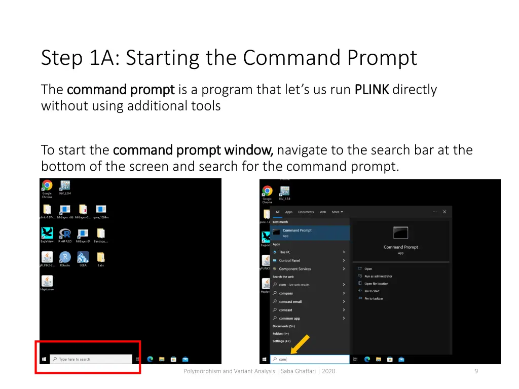 step 1a starting the command prompt