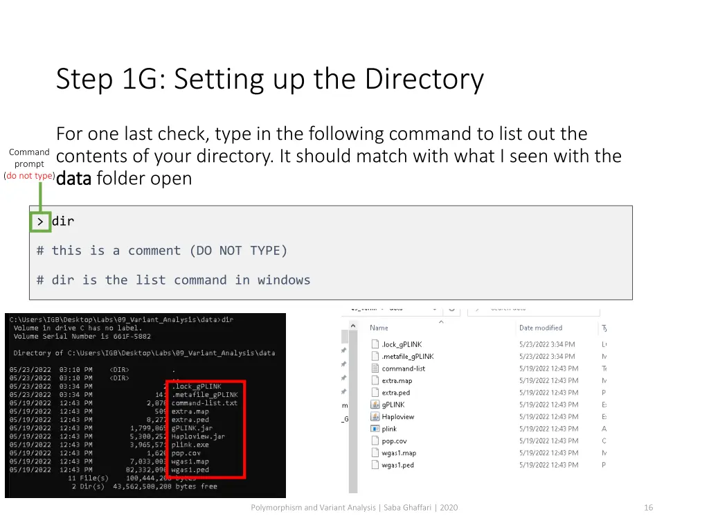 step 1g setting up the directory