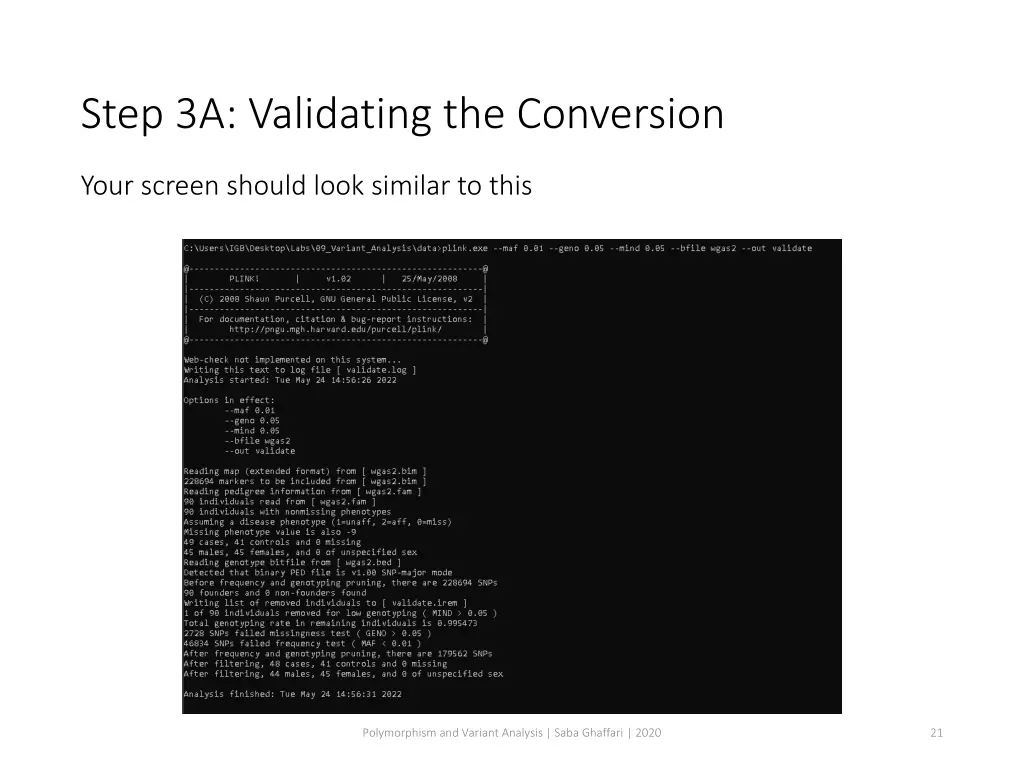 step 3a validating the conversion 1
