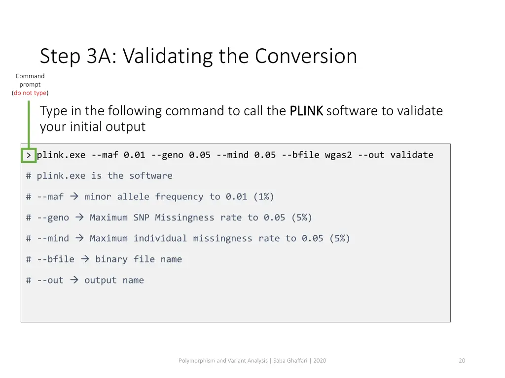step 3a validating the conversion