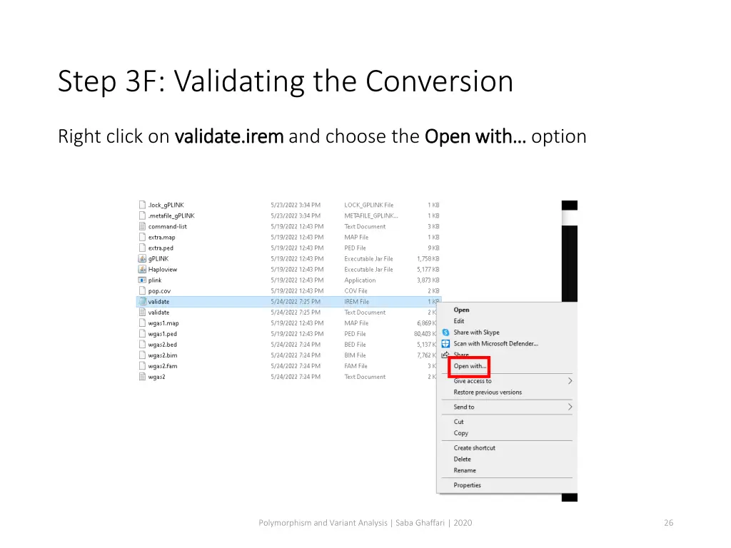 step 3f validating the conversion