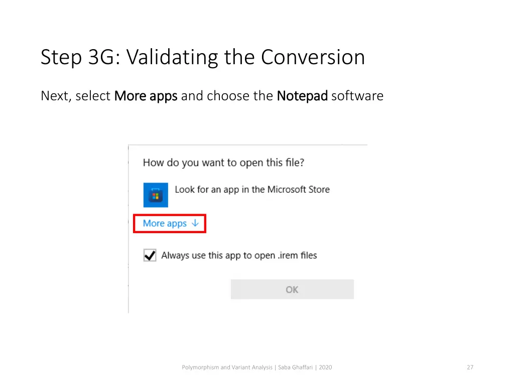 step 3g validating the conversion