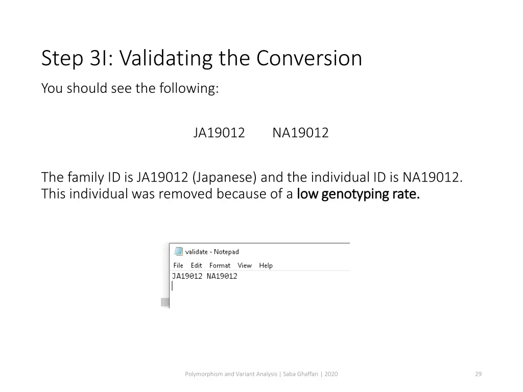 step 3i validating the conversion