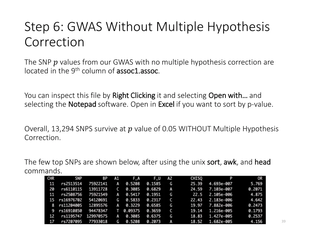 step 6 gwas without multiple hypothesis correction