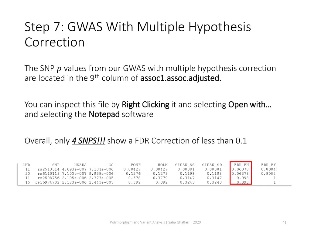 step 7 gwas with multiple hypothesis correction