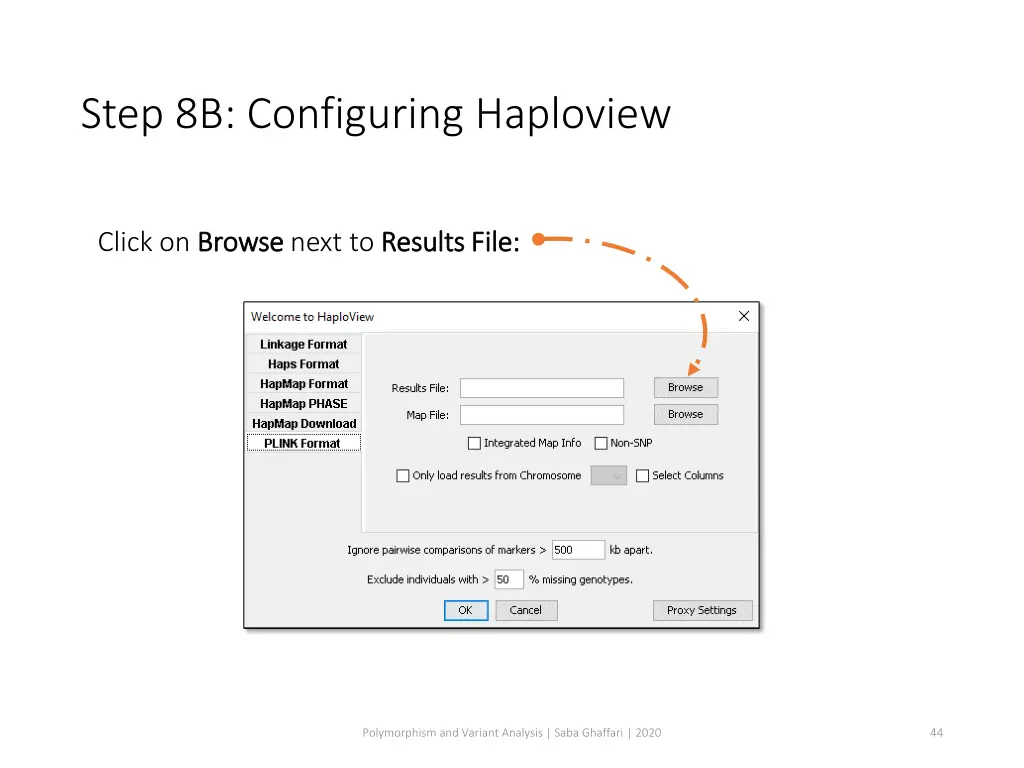 step 8b configuring haploview