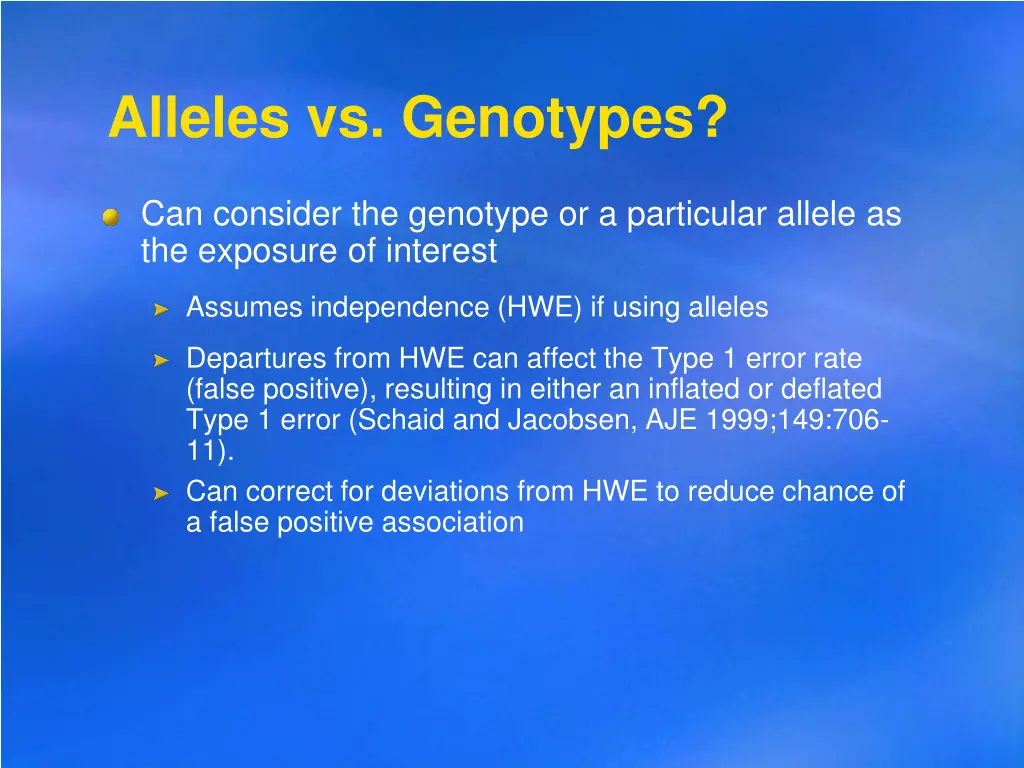 alleles vs genotypes