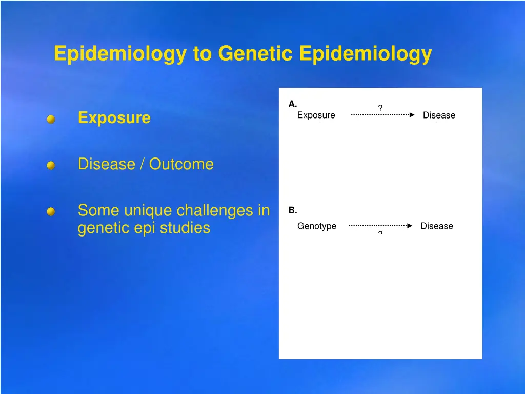 epidemiology to genetic epidemiology