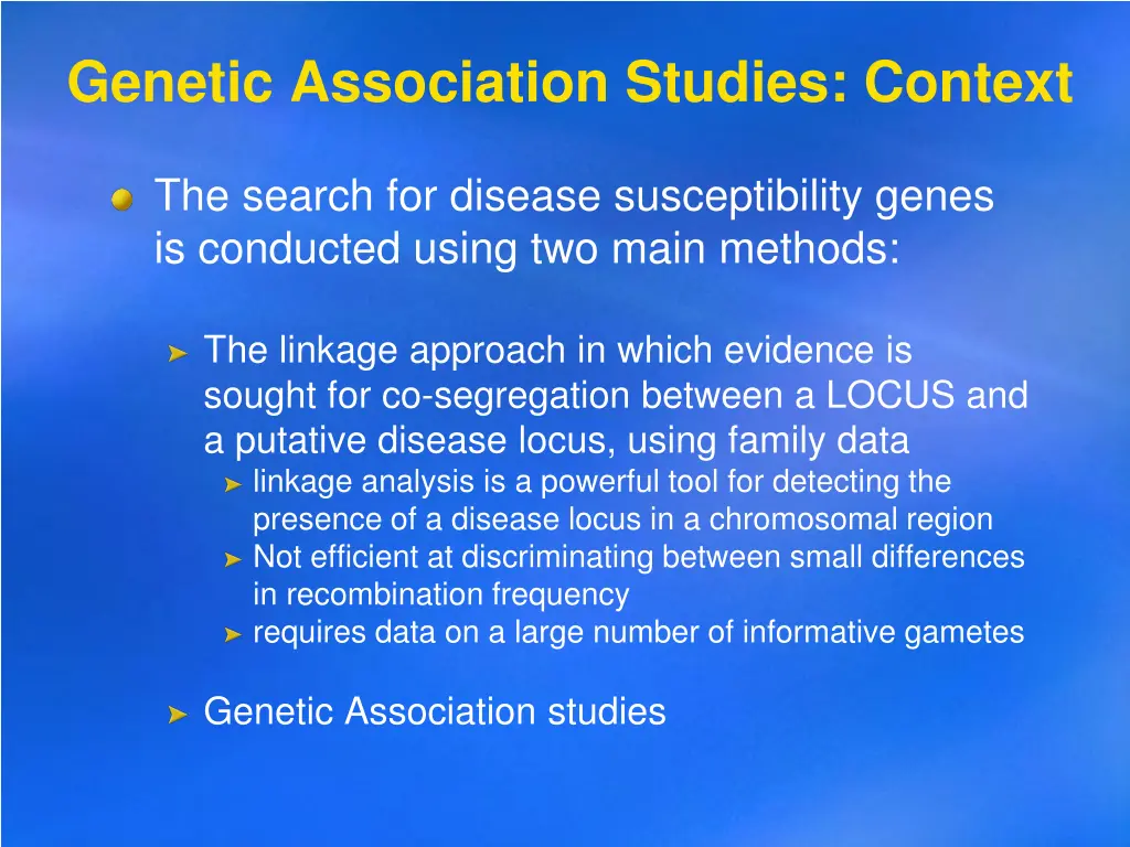 genetic association studies context