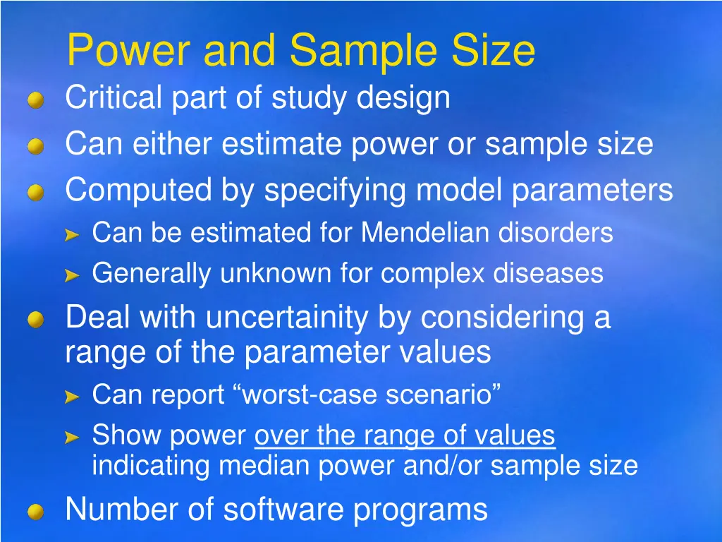 power and sample size critical part of study