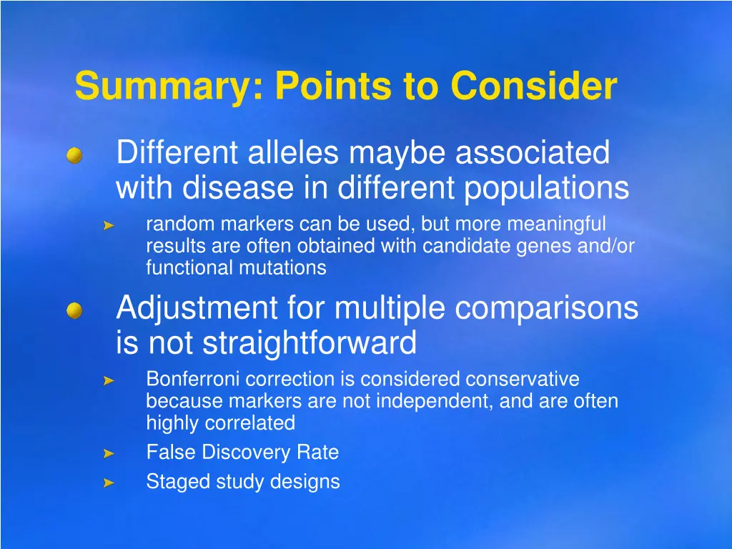 summary points to consider 1