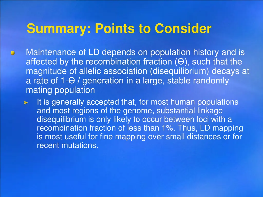 summary points to consider