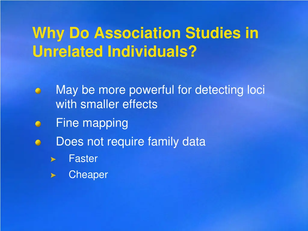 why do association studies in unrelated