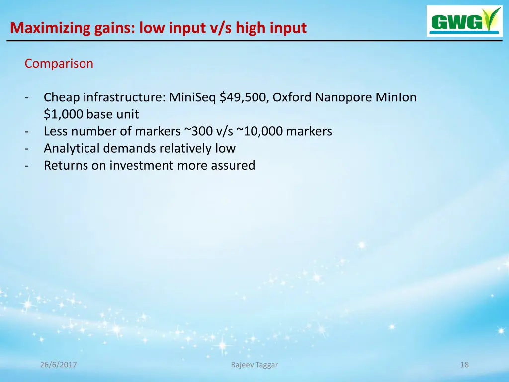 maximizing gains low input v s high input 1