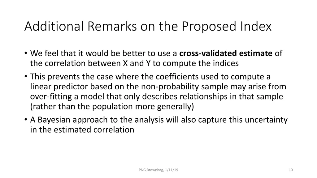 additional remarks on the proposed index 1