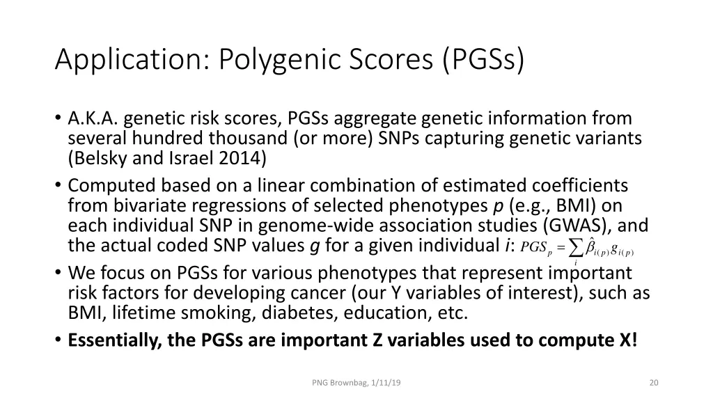 application polygenic scores pgss