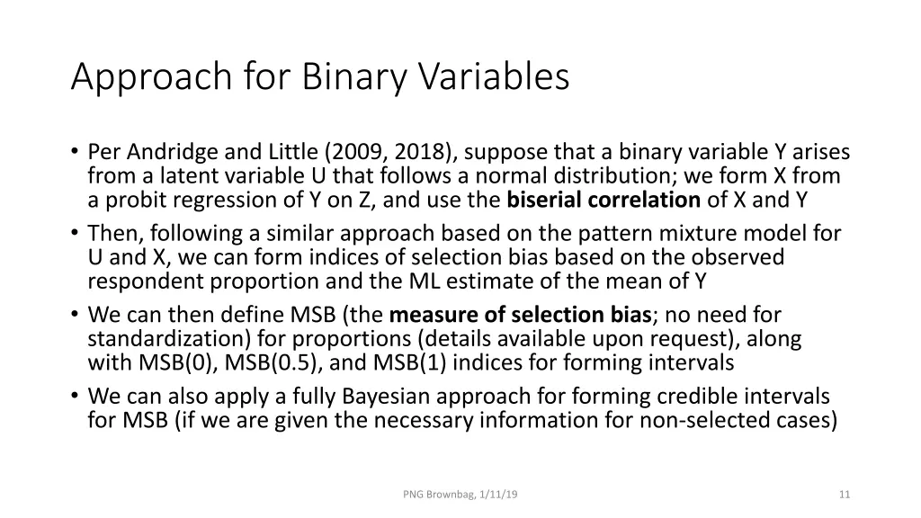 approach for binary variables
