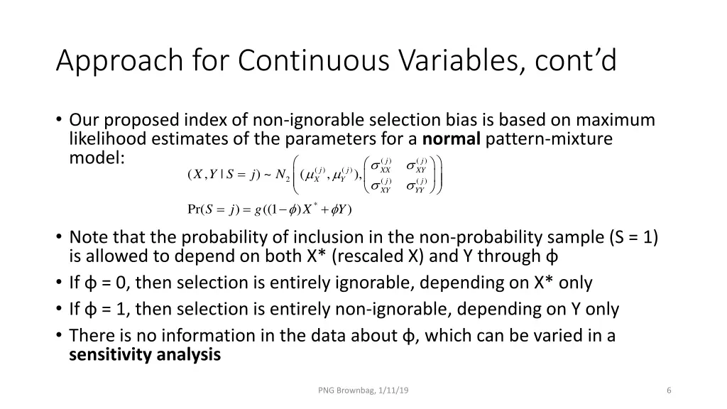 approach for continuous variables cont d