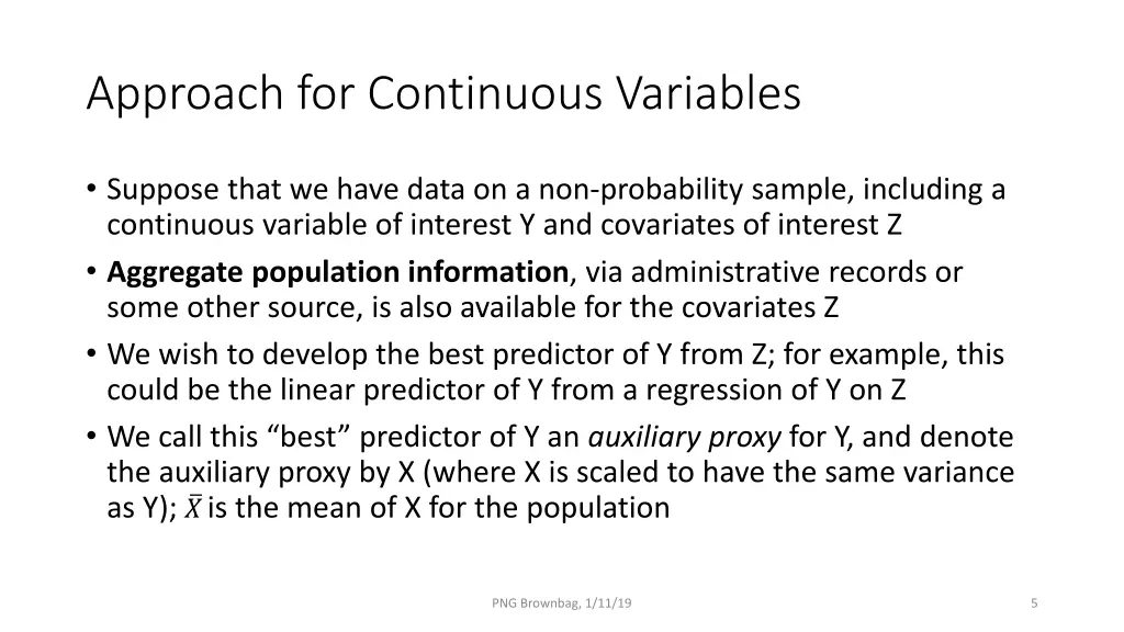 approach for continuous variables
