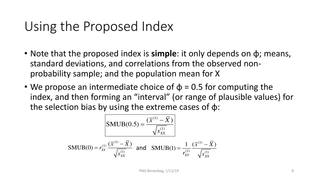 using the proposed index