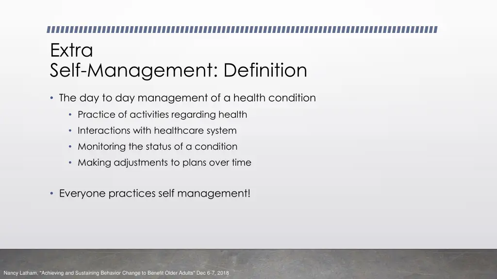 extra self management definition