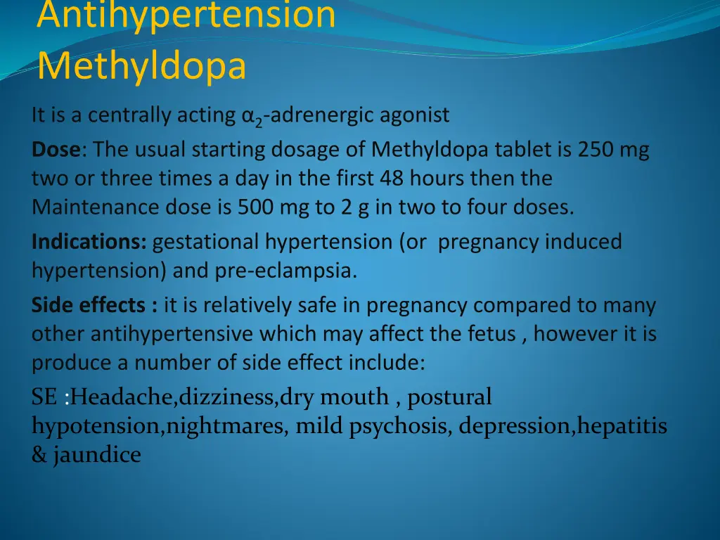 antihypertension methyldopa