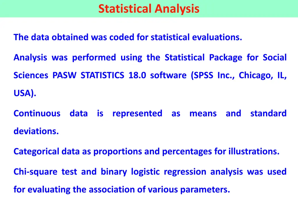 statistical analysis