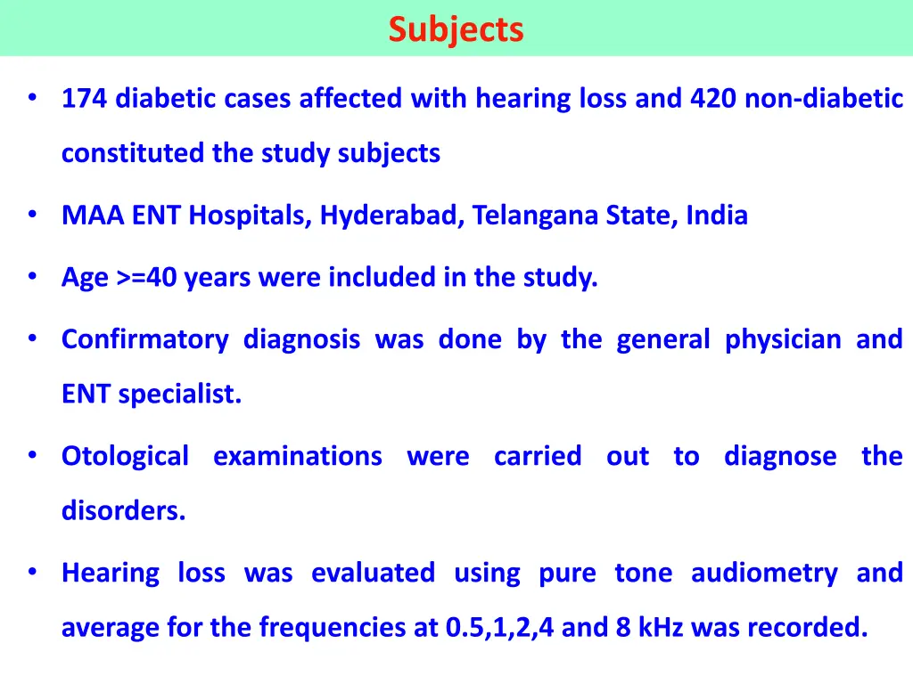 subjects