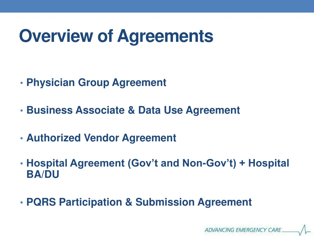 overview of agreements