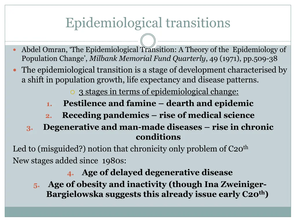 epidemiological transitions