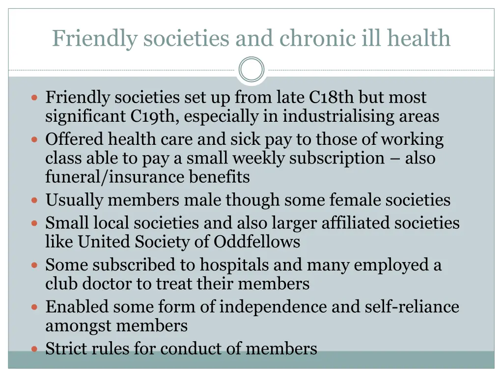 friendly societies and chronic ill health