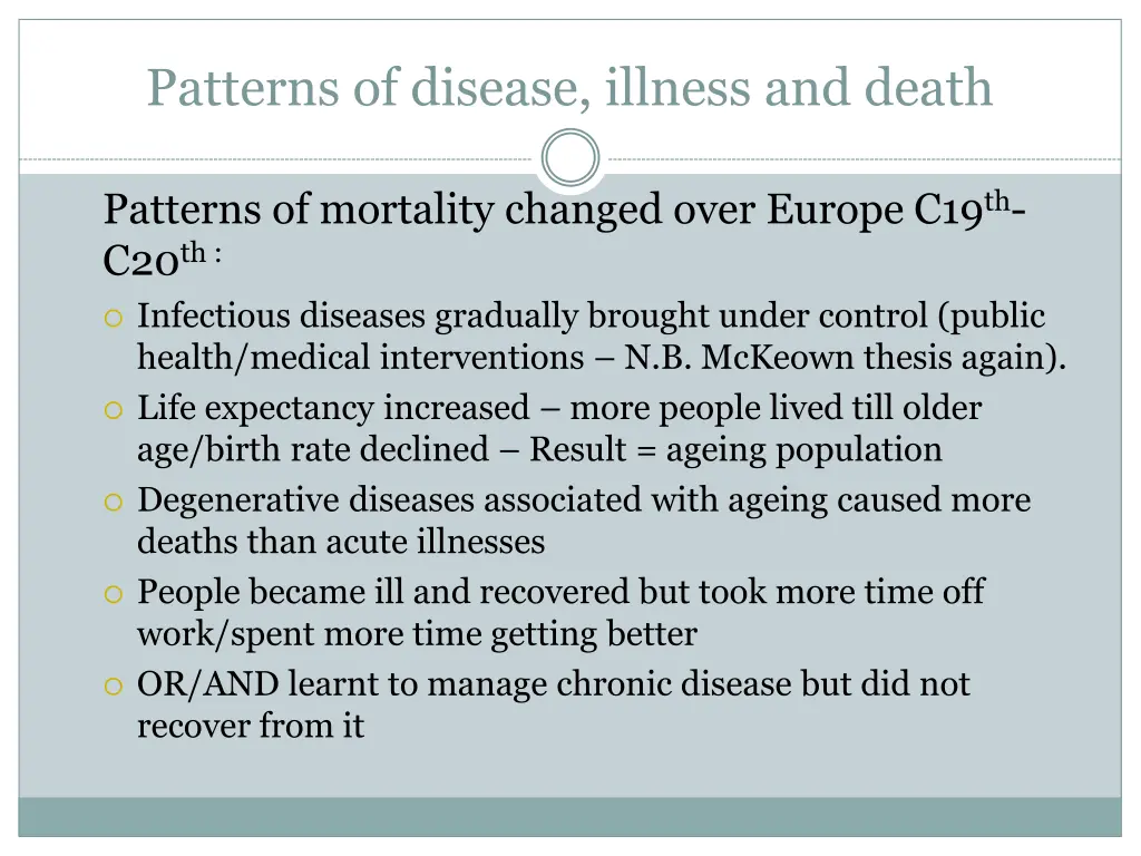 patterns of disease illness and death