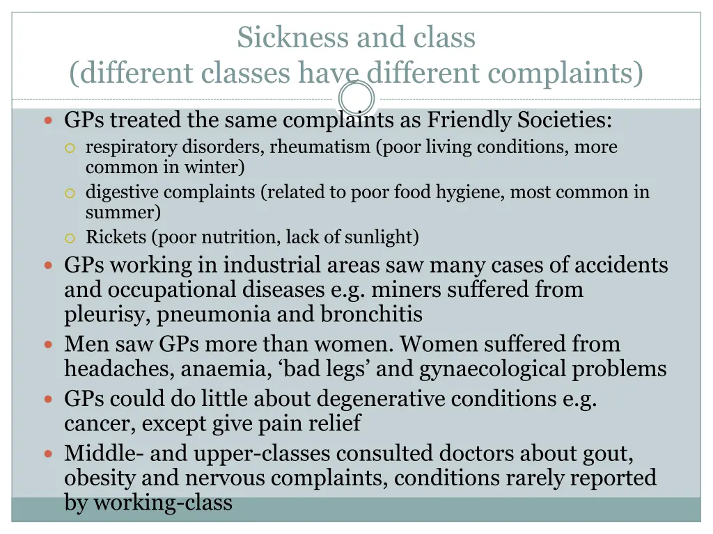 sickness and class