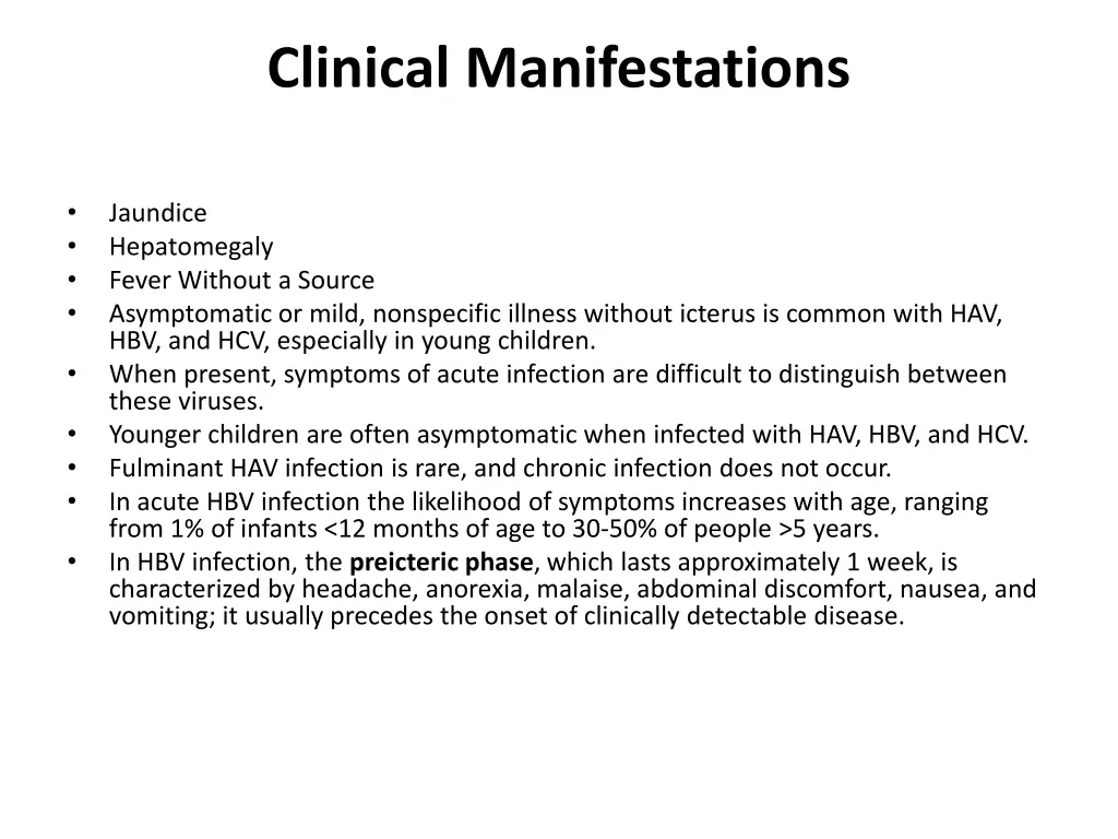 clinical manifestations