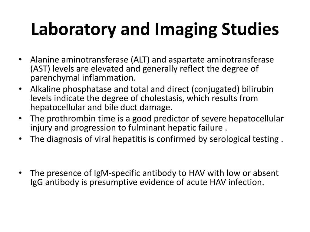 laboratory and imaging studies