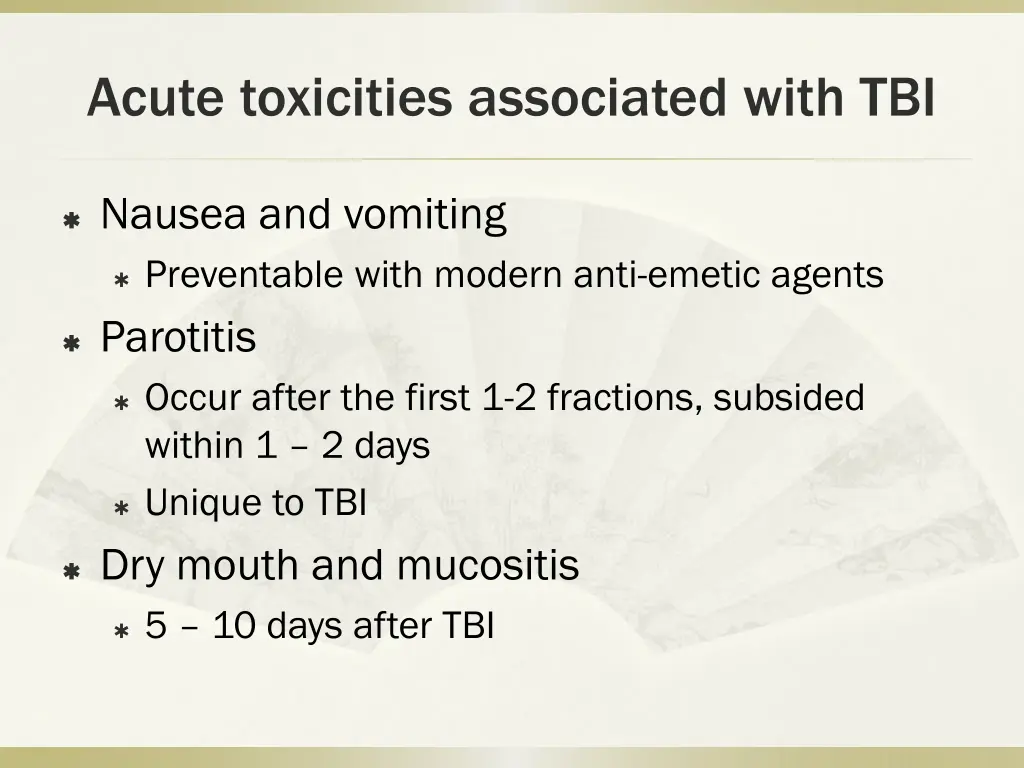 acute toxicities associated with tbi
