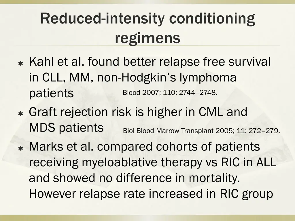 reduced intensity conditioning regimens 1