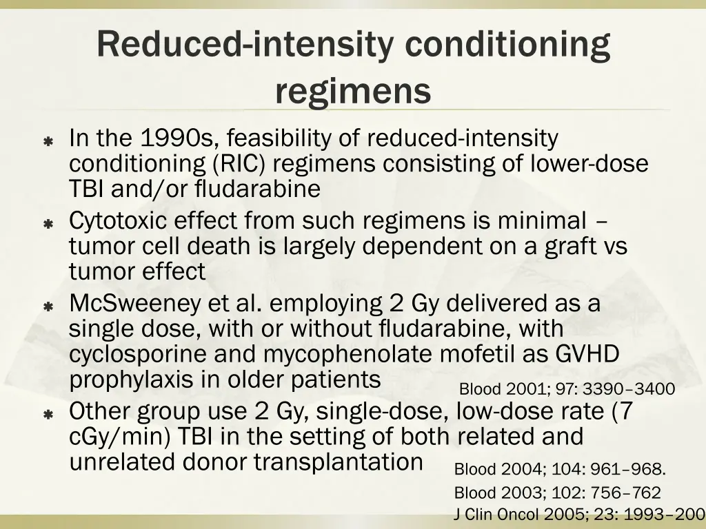 reduced intensity conditioning regimens