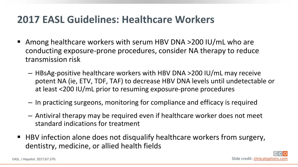 2017 easl guidelines healthcare workers