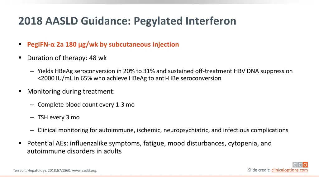 2018 aasld guidance pegylated interferon