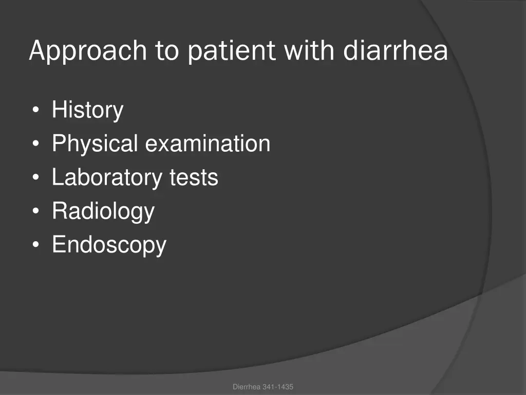 approach to patient with diarrhea