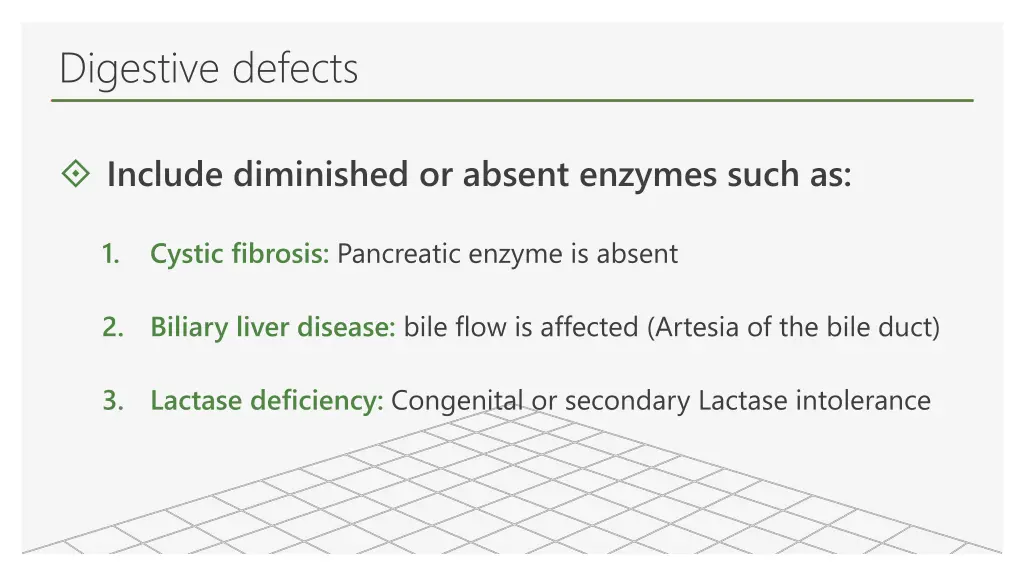 digestive defects